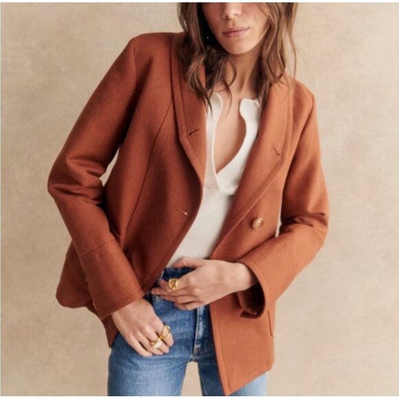 Sezane Jackets & Blazers - Sezane ALVIN JACKET Hazelnut size38 US 6 brown cotton blazer bust45